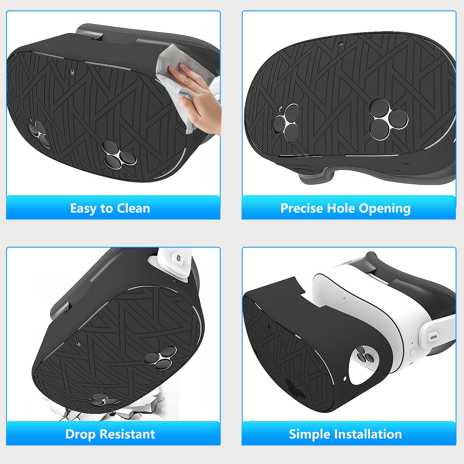 Set di cover in silicone per Meta/Oculus Quest 3s, include custodia per VR, copertura per interfaccia facciale, apertura batteria aggiornata, copertura per presa del controller