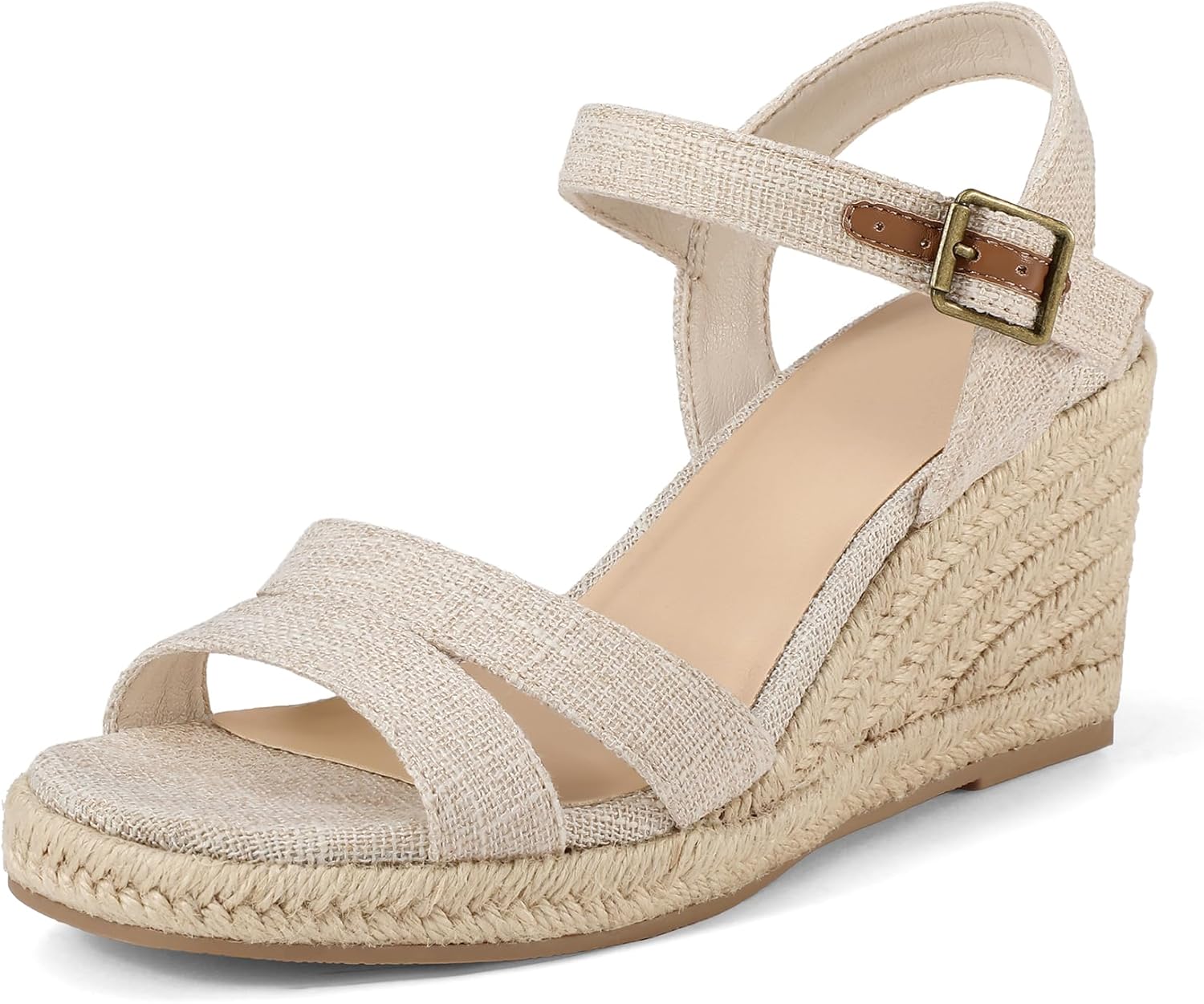 mysoft Women's Espadrilles Open Toe Wedge Sandals Ankle Strap Summer Dressy Shoes