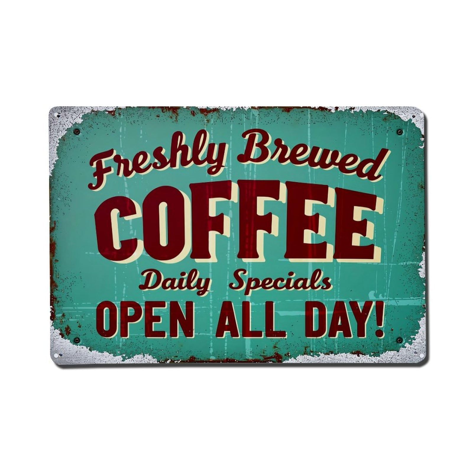 Jdfenggu Vintage Freshly Brewed Coffee Sign Retro Metal Tin Sign, Metal Poster For Bar, Home, Man Cave, Kitchen, Laundry Room Art Decor 8X12 Inch