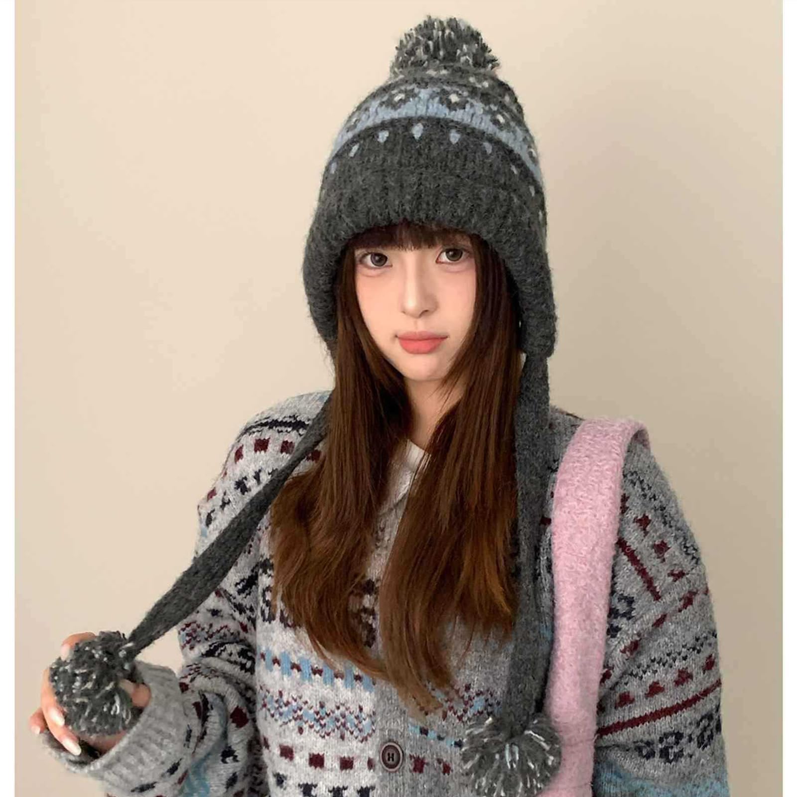 Gorras de punto retro elásticas para invierno, de poliéster suave, térmicas, unisex, elásticas, ideales para viajeros al aire libre, gorra térmica
