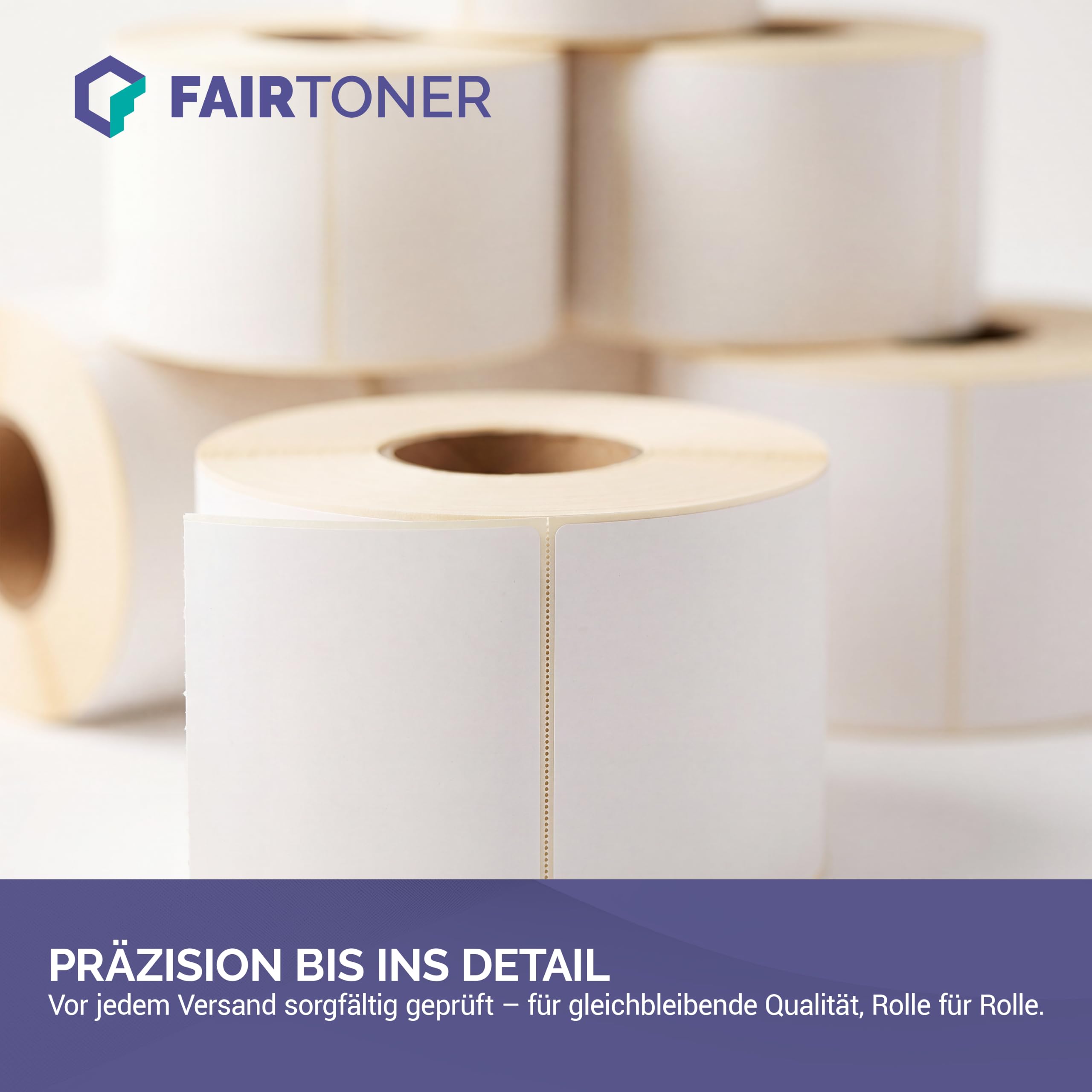 FairToner Versandetiketten Rollen 103x199mm 18 x 250 Label Thermodirekt | 4500 Etiketten, perforiert, Kern 25,4mm, BPA-frei, permanent haftend, kompatibel Zebra/TSC/Godex, Common Labels 910-300