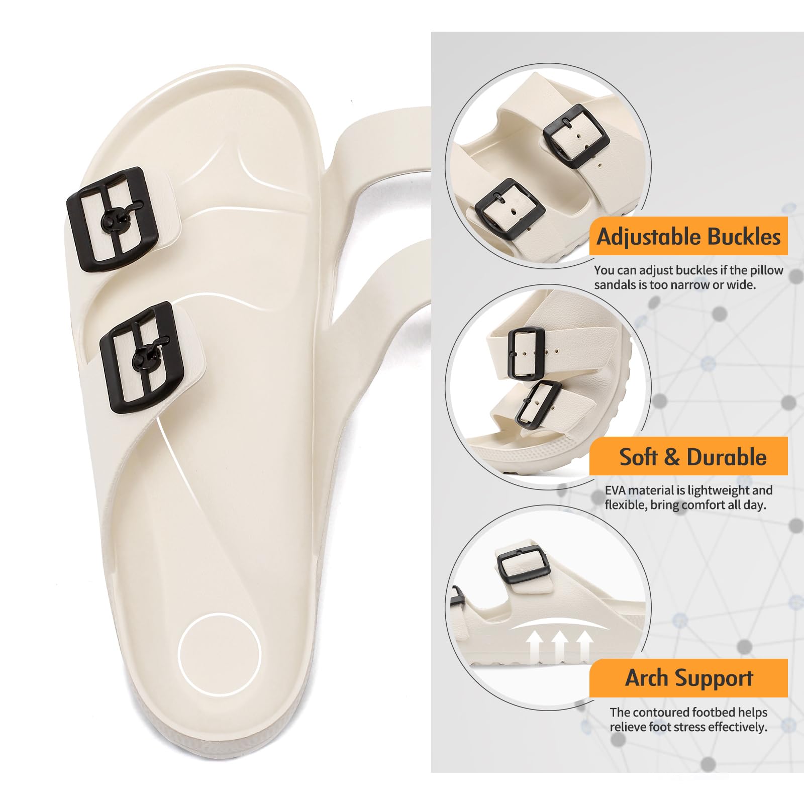 Foinledr Sandali Comodi per Donna con Fibbia Regolabile, Pantofole Estive Antiscivolo per Uomo, Pantofole Unisex Morbide, Ciabatte Casual in Eva, Sandali Orthopedici Piatti con Suola Clog