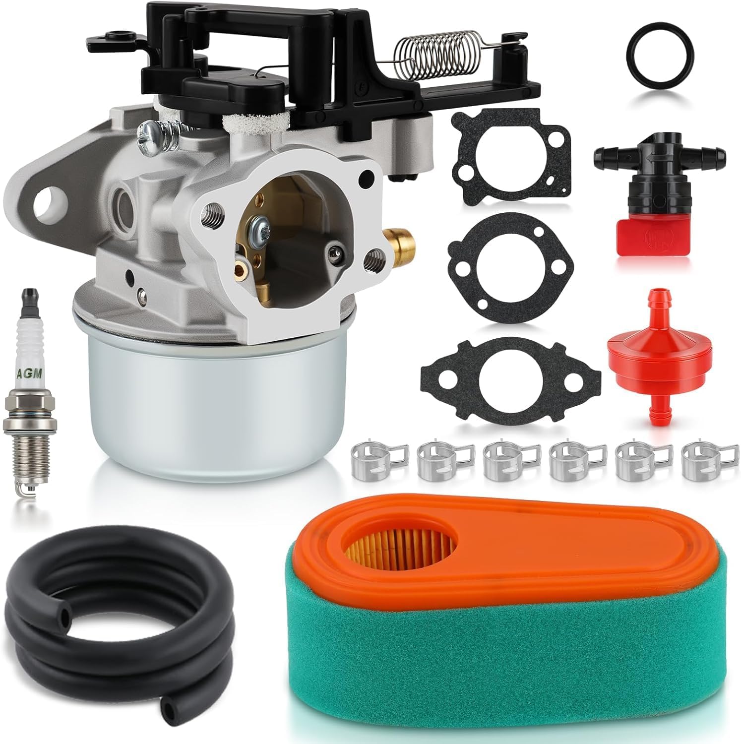 591137 Carburetor Kit with Air Filter Spark Plug Gasket Shut Off Valve Fit for HBS 591137 590948 775EX Lawn Mower, for 2700-3000psi Pressure Washer Troy Bilt 7.75 8.75 Hp Engine Carb Replace# 590948