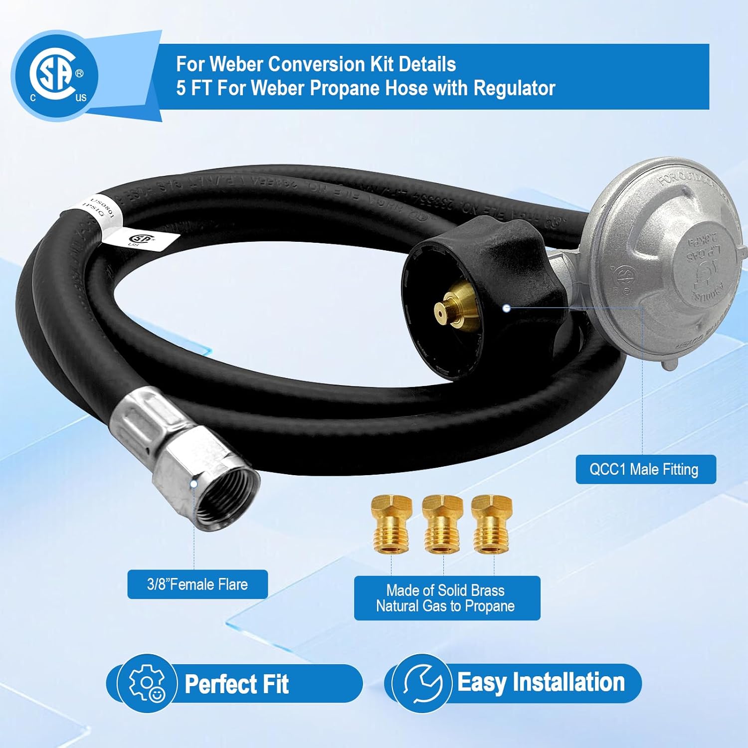 Natural Gas To Propane Conversion Kit for Weber Spirit II 310/315/E310/210,for Weber Conversion Kit with 5FT Propane Regulator Hose and Natural Gas Conversion kit Gas To Propane Conversion.