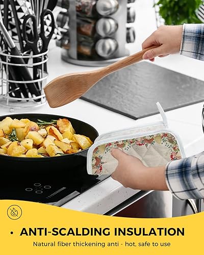 Miniatura 10 de Juego de 2 soportes para ollas de Halloween para cocina, platos de sartén para horno, tapete a prueba de calor con lazo para colgar, agarraderas de