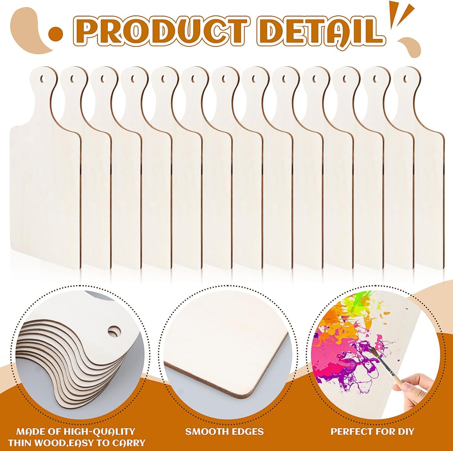60 planches à découper en bois brut, planches à découper DIY avec poignée pour gravure, mini plateaux en bois pour cuisine, décoration ou artisanat – 24 x 14 cm