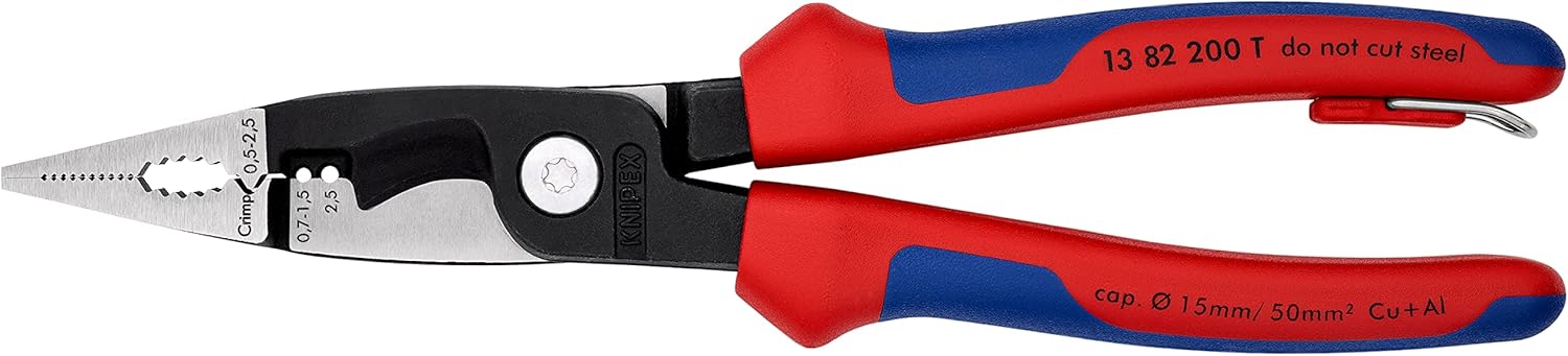 13 82 200 T BK Pliers For Electrical Installation with Tether Attachment Pt. In Blister Packaging