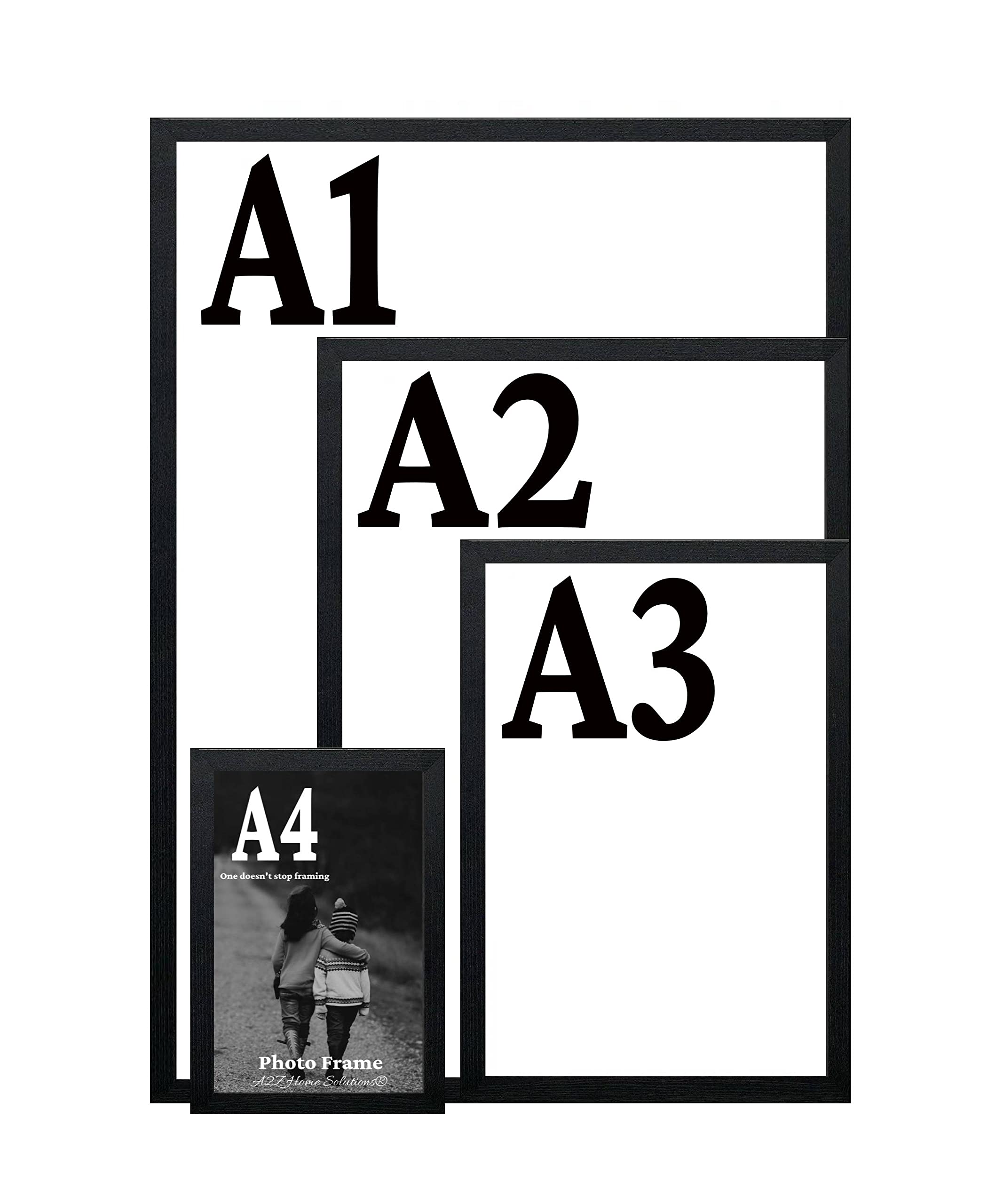 A2Z Home Solutions® Black 10x10'' Photo Frame A1 A2 A3 A4 A5 A6 Panoramic Square Wall Mounted Picture Canvas HD Clear Display 30mm Multi Photo Frames Home Office School Use