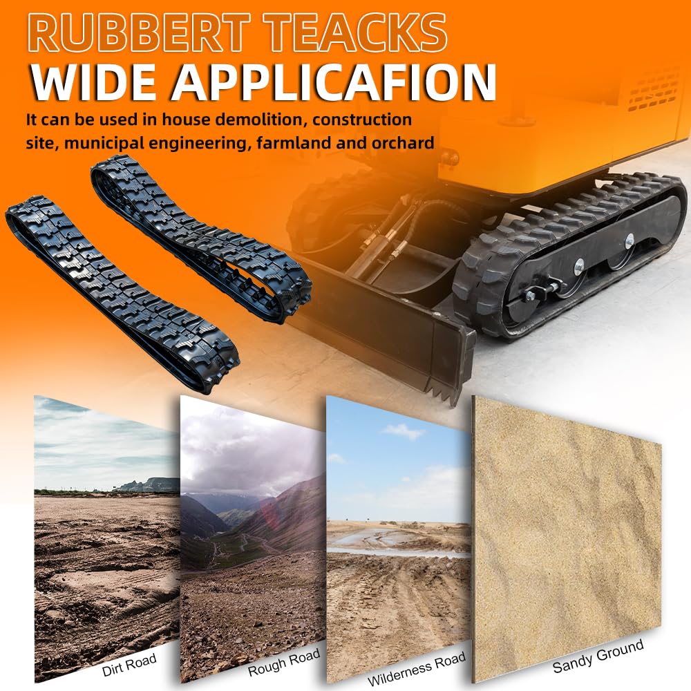 Cadena de goma 180 x 72 x 37 para mini excavadora 1T (2 unidades) cadena de repuesto reforzada | Compatible con Kubota Takeuchi Bobcat | resistente al desgaste y duradero | fuerte tracción para construcción y terreno