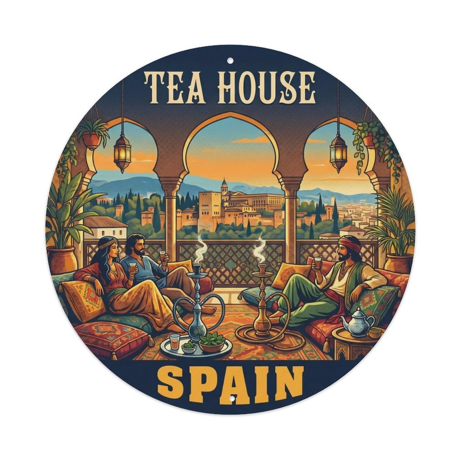 Granada Albayzin Tea House Spain Cultural Travel Metal Tin Sign