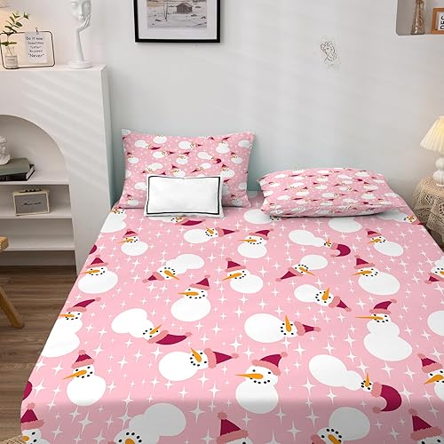 Miniatura 9 de Juego de sábanas de Navidad con diseño de pan de jengibre dividido tamaño King para cama ajustable, sábanas y fundas de almohada con patrón navideño