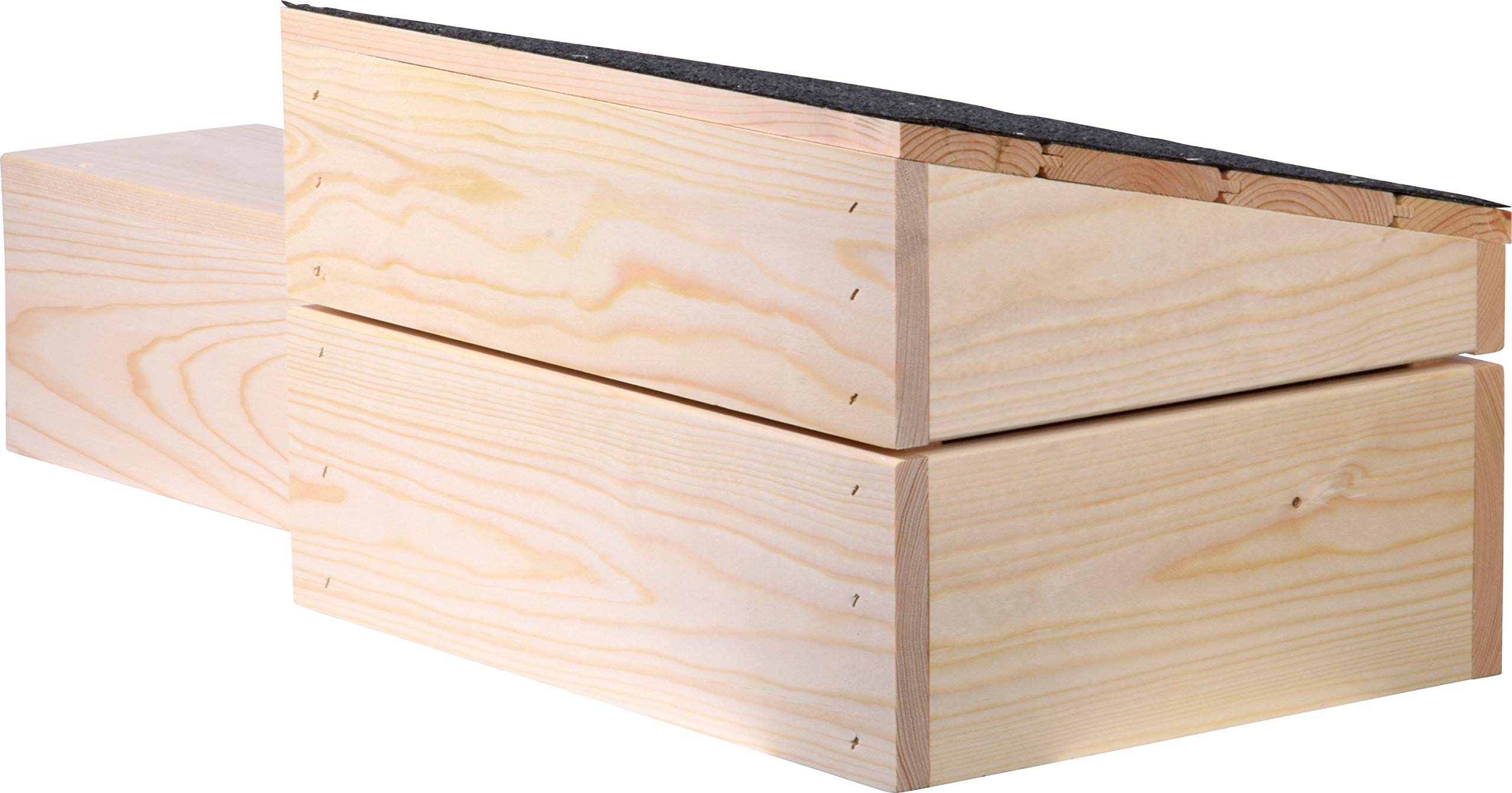 dobar® 22227FSCe egelhuis bitumen dak bouwpakket - egelschaap extra lange ingang - egelholte massief hout - huising egel/bruine borst egel/tegel met witte borst - zonder bodem - 74,5 x 29 x 24