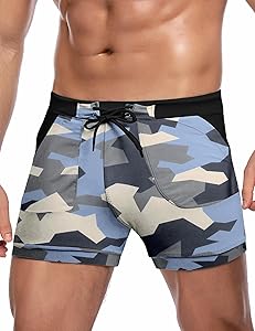 COOFANDY 男性用スイムトランクス セクシー スイムブリーフ スクエアレッグ 水着 水泳 ショート水着 ポケット付き S-XXL