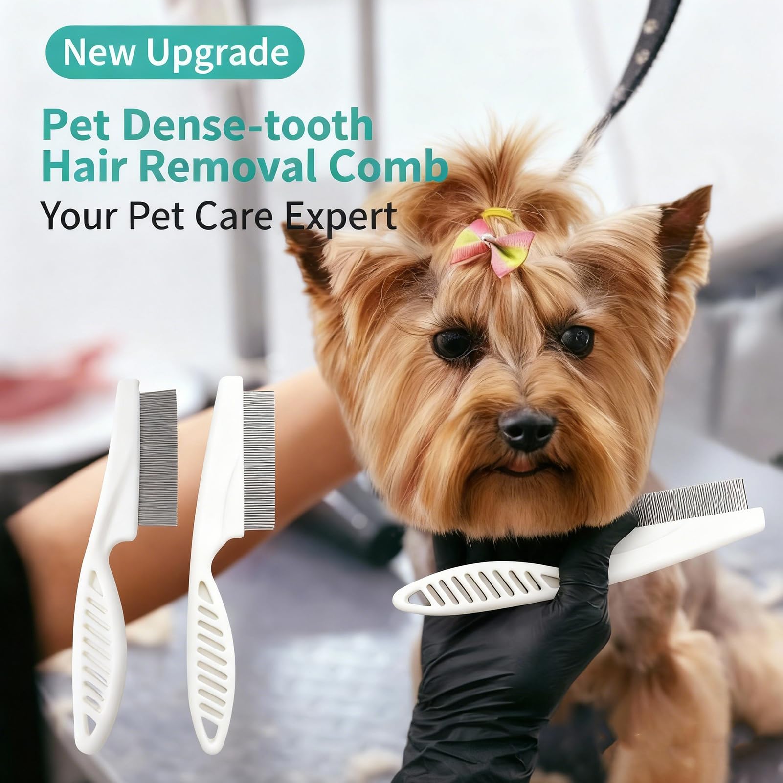 2PCS Gant Anti Poils Animaux & Peigne Chat – Gant Poil Chat Chien Double Face Réutilisable, Toilettage du Chien et du Chat, Brosse Poils Animaux, pour Meubles Vêtements Canapé Auto