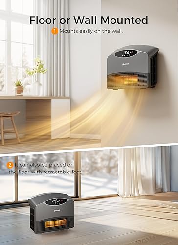 Miniatura 7 de GiveBest Calentador de pared inteligente para uso en interiores, calentador eléctrico de 1500 W, funciona con Alexa, termostato ajustable, control