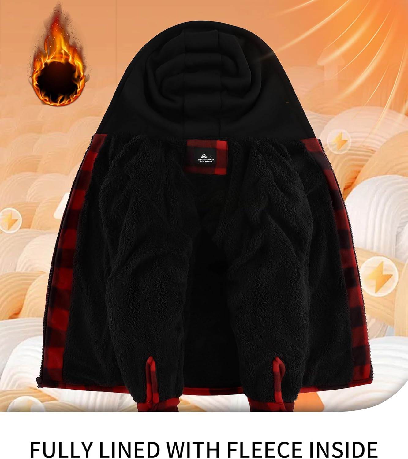 JACKETOWN Boys Fleece Jacket Kids Plaid Flannel Shacket Shirts Sherpa Hoodie Zip Up Sweatshirt Winter Coat 6-15 Years - Image 2