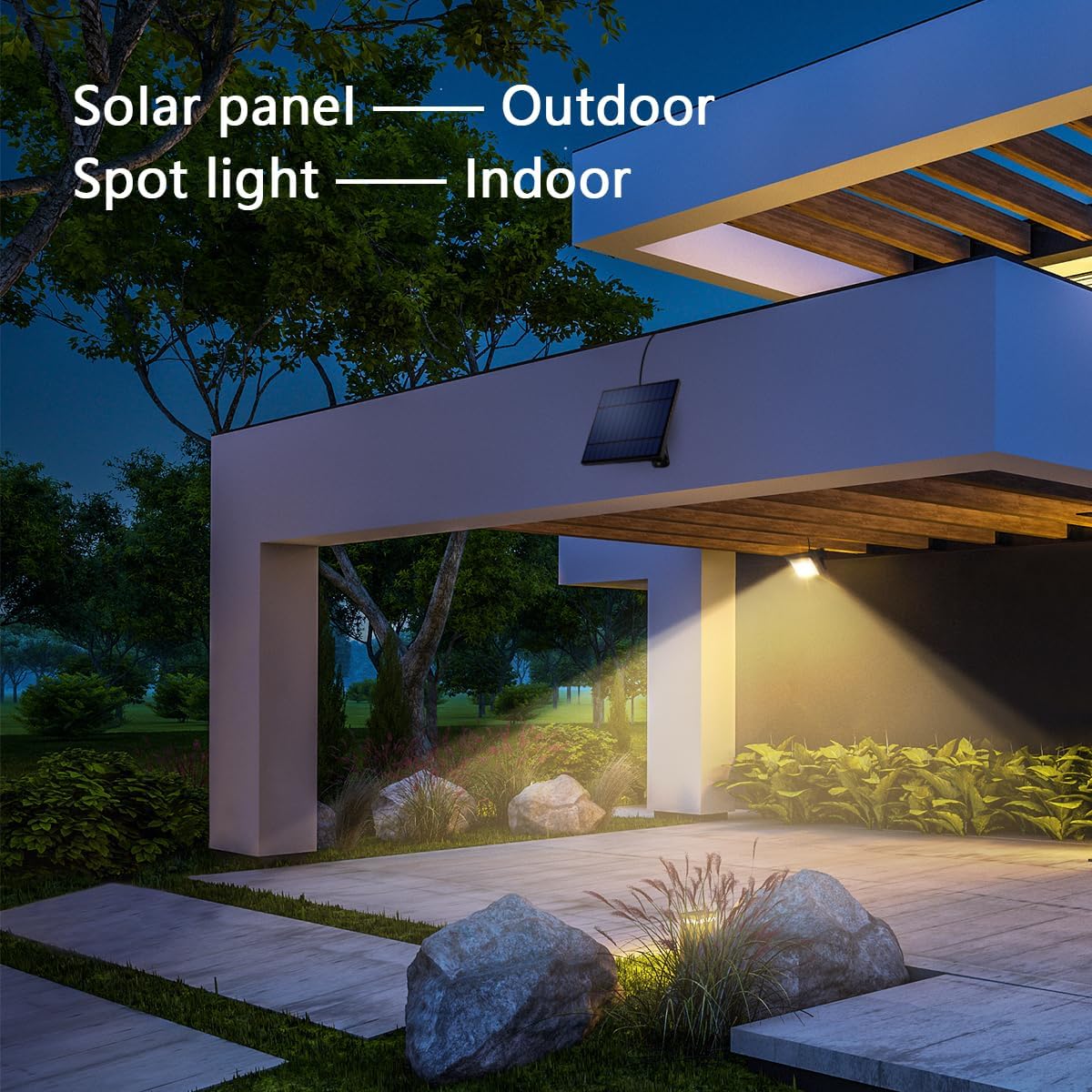 Dresmannst Solar-Flutlicht, LED-Solarleuchten, Sicherheitslicht, wasserdicht für Decke, Veranda, Kabinendach, Baum, Tür, Garten Beleuchtung