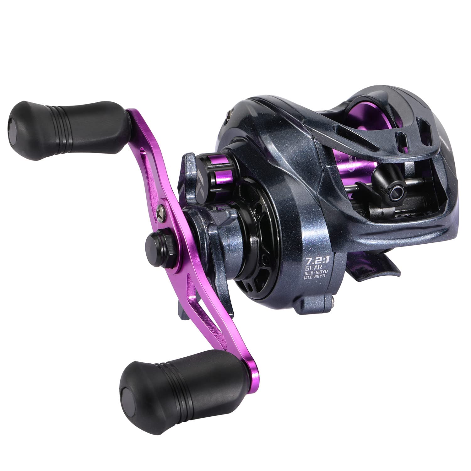 Sougayilang Fishing Reels, Super Smooth Casting Reel with Magnetic Braking System Purple Baitcaster Reel-Right Handle