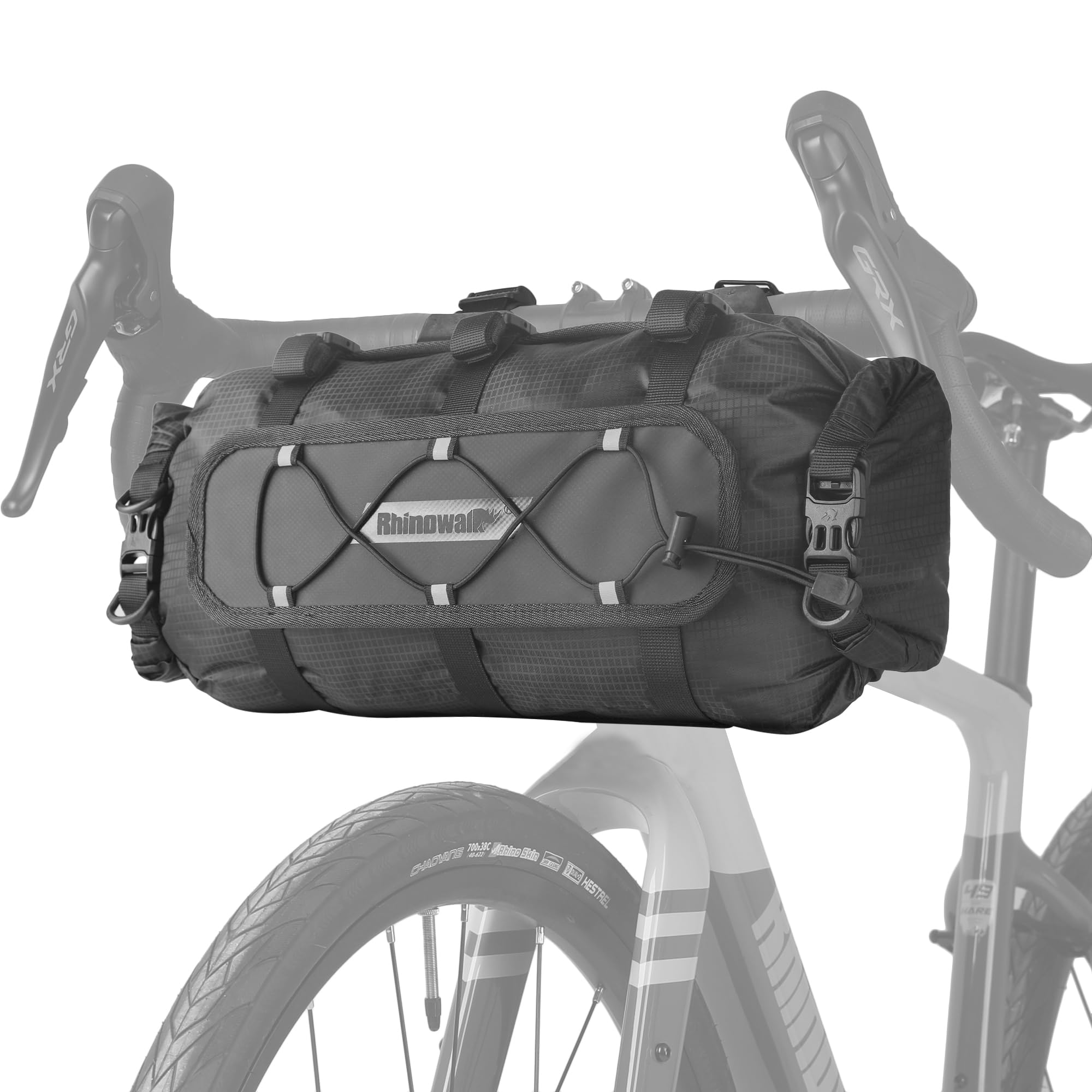 Rhinowalk Bicycle Handlebar Bag, both sides open and folded closed, with waterproof inner pocket, suitable for road bike, mountain bike, etc.