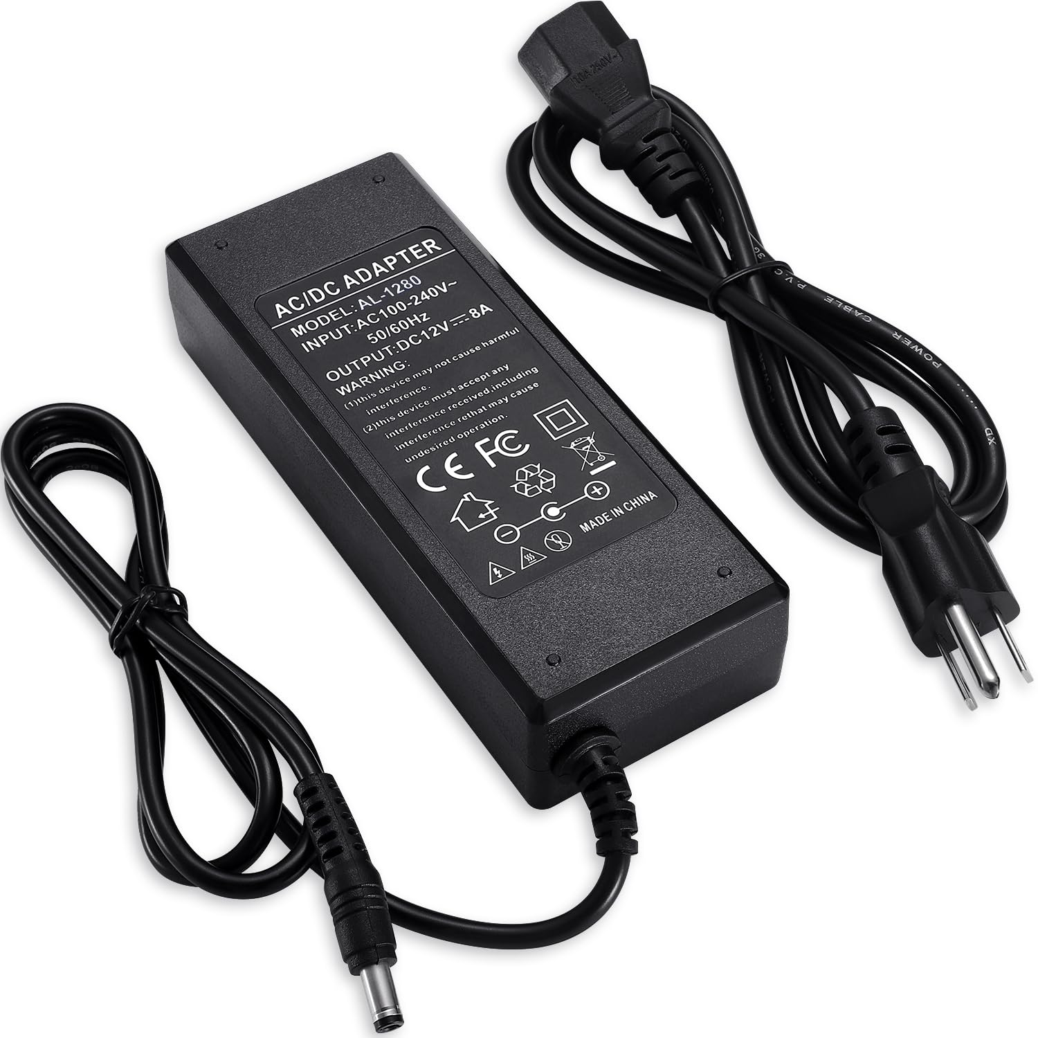 Amazon.com: TOBWOLF 3 Prong DC 12V 8A Power Supply Adapter, 96W AC