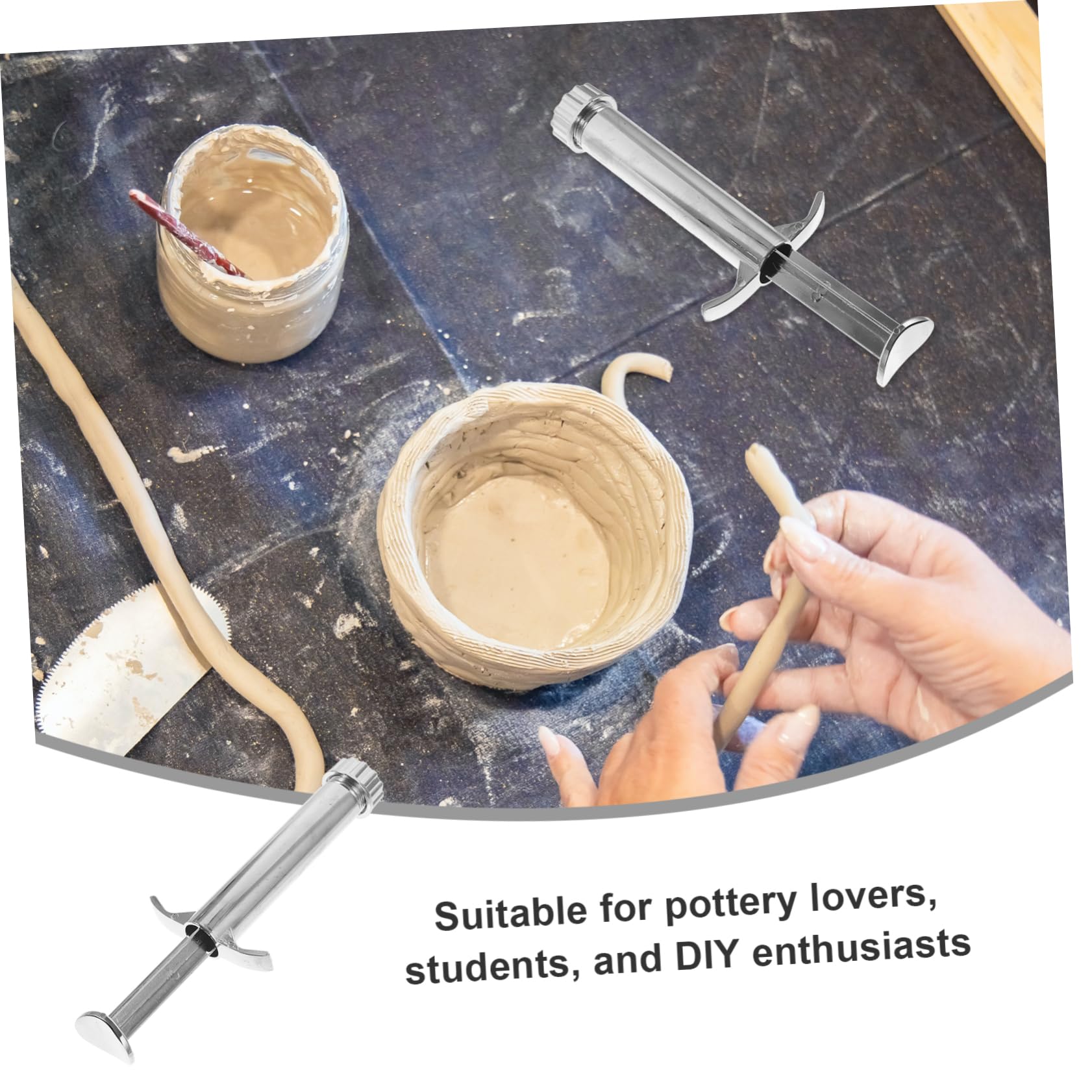 jojofuny 5 Sätze -Quetscher Ton Modellieren Modelliermasse Bildhauerei Hey Polymer Werkzeug DIY Quetscher Clay-Extruder aus Edelstahl Rotierende Fimopresse Rostfreier Stahl Silber