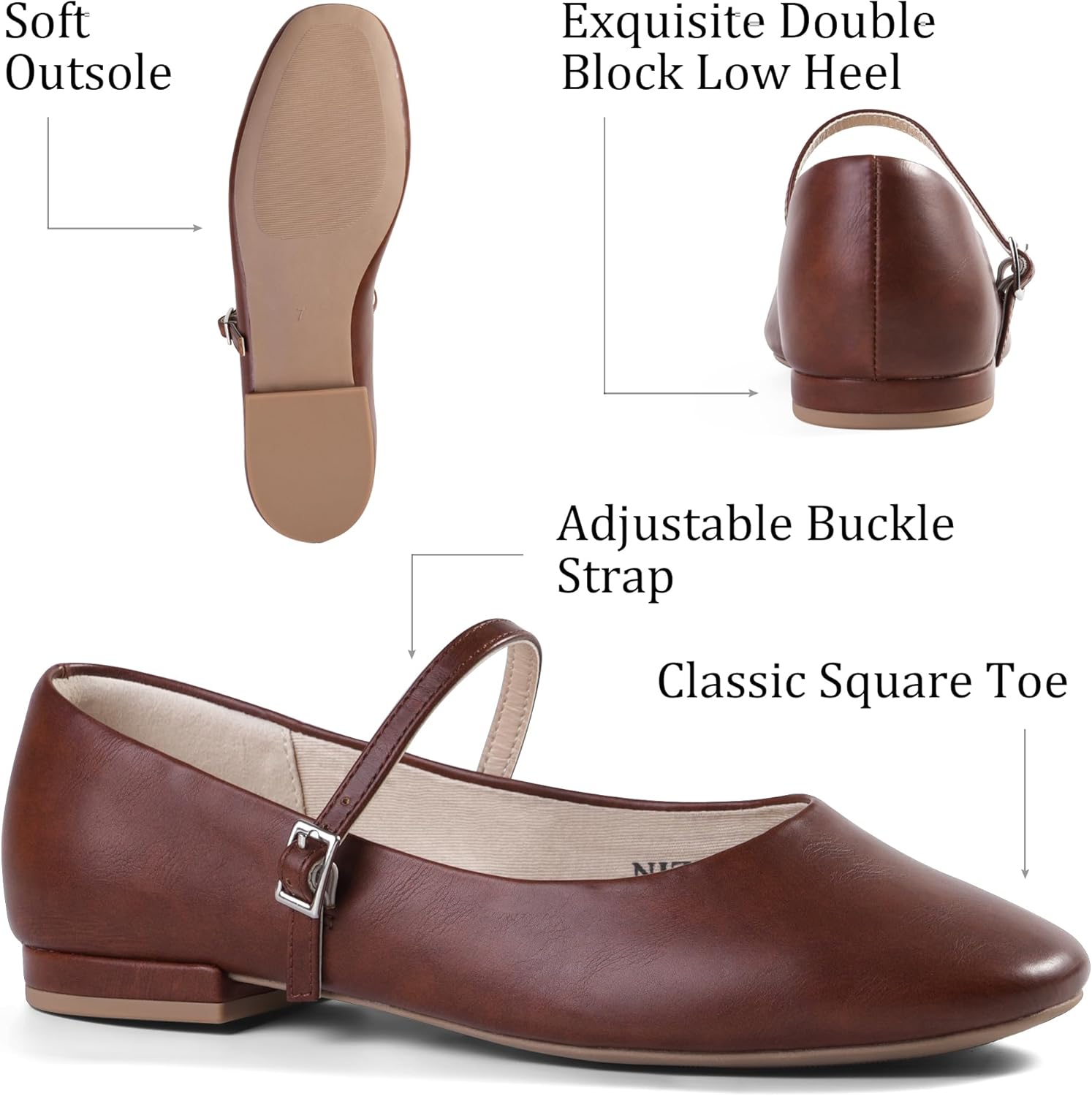 Women's Mary Jane Flats Soft Leather Ballet Flats with Ankle Strap,Comfortable Dressy Slip on Mary Jane Shoes Women - Image 6