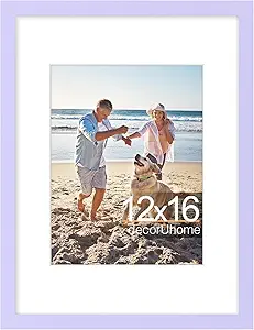 decorUhome 12x16 Picture Frame, Display 8.5x11 Certificate with Mat or 12x16 Poster without Mat, Wall Mounting Photo Frame, Purple, 1 Pack