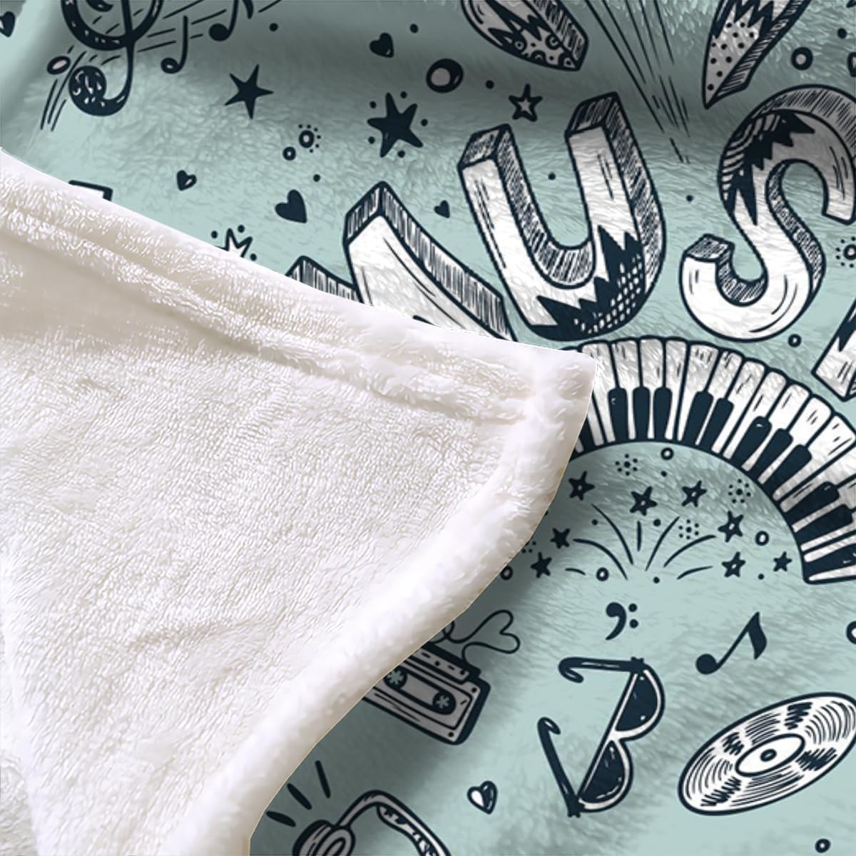 3D Couverture Musique 220x240cm Microfibre Flanelle Douce et Chaude Polaire Plaid Couverture Musiknote Blanket Lumière pour Lit Canapé La Chambre Coucher Voyages(Image 1-3)