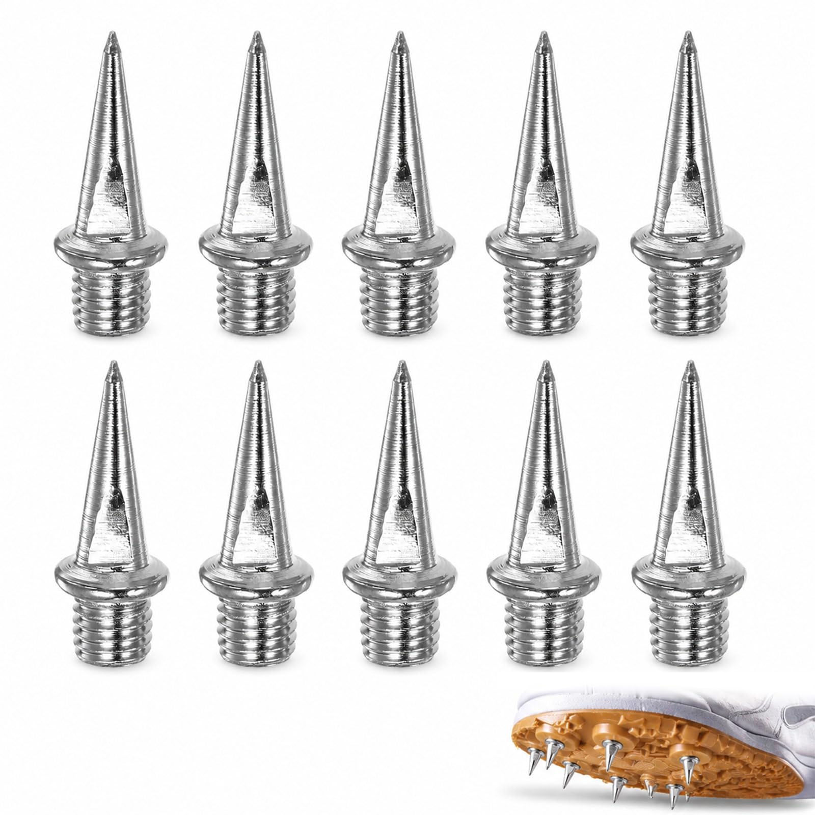 Livawnd 10 Pcs 12mm Track Spikes, Steel Replacement Spikes for Track Shoes, Universal 5mm Thread 32G Pitch for Running, Cross Country & Field Events