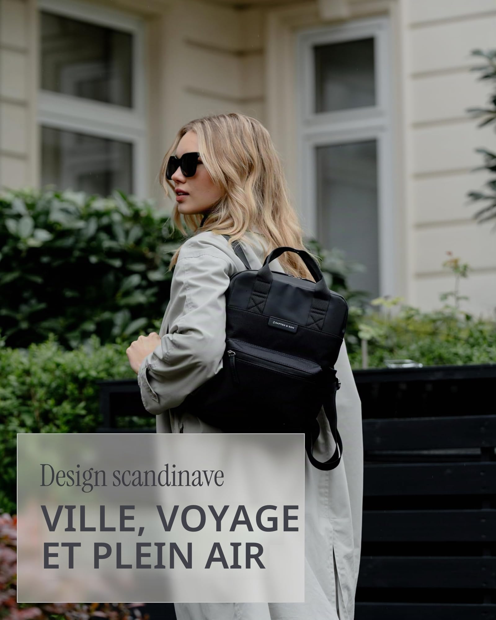 Kapten & Son Sac a dos Bergen | Sac à dos femme & homme | Idéal comme sac à dos pour voyage, uni, ecole, travail & bagages à main