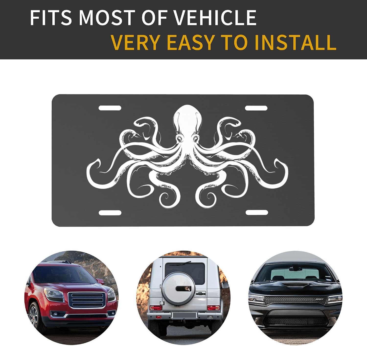 Octopus Front License Plate Designs Vanity License Plates Cover for Front image 5