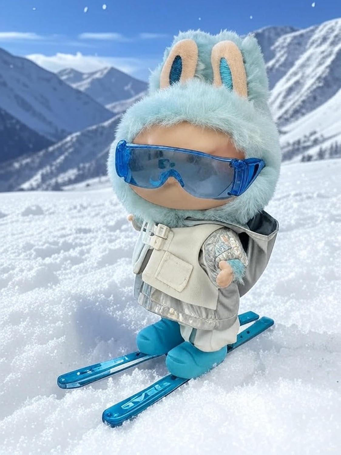Clothes for 17cm Doll, 5 Pcs Doll's Sports Wear Skiing Outfits Gym Clothes Glasses Shoes Accessories Luxury Stylish Adorable Dolls Clothes(No Doll) (Luxury Skiing White)