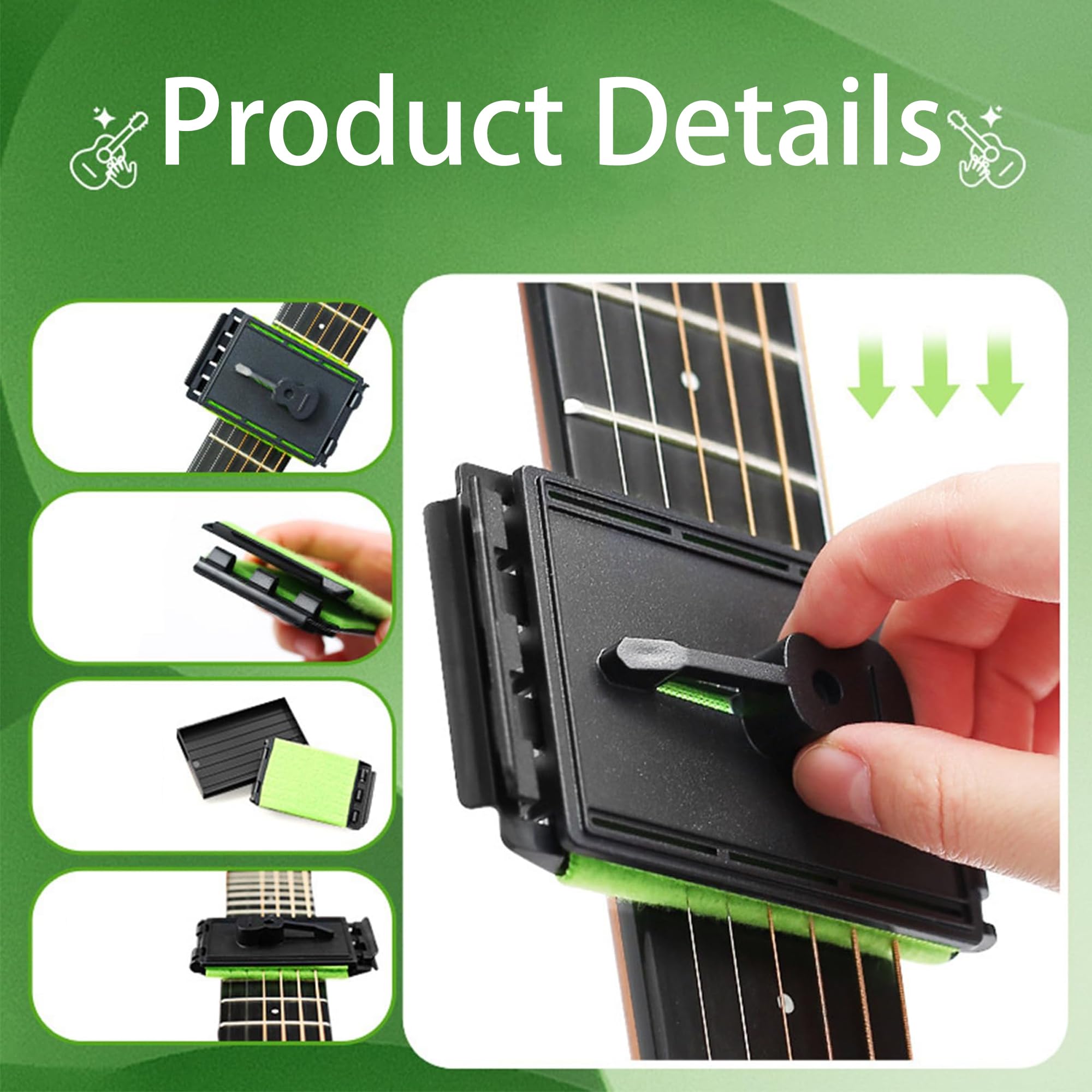 Limpiador de cuerdas para diapasón de guitarra, paños de limpieza rápida para trastes, herramientas para eliminar manchas ocultas, accesorios de mantenimiento, hilo (6Pcs, Rust removal)