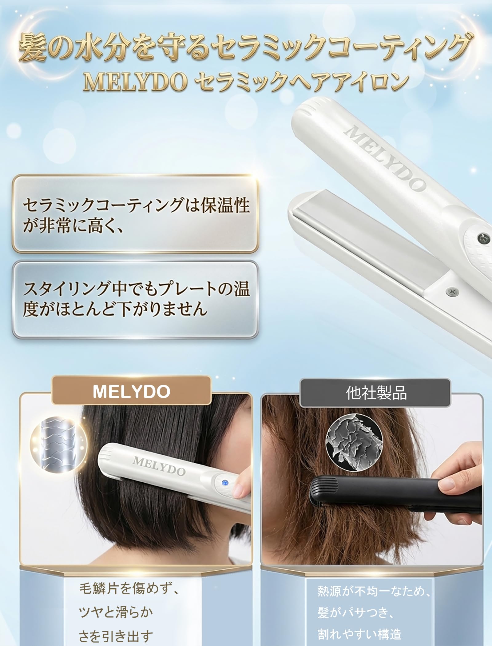 Amazon.co.jp: Melydo ミニヘアアイロン 2WAY 18cm 超軽量175g 210