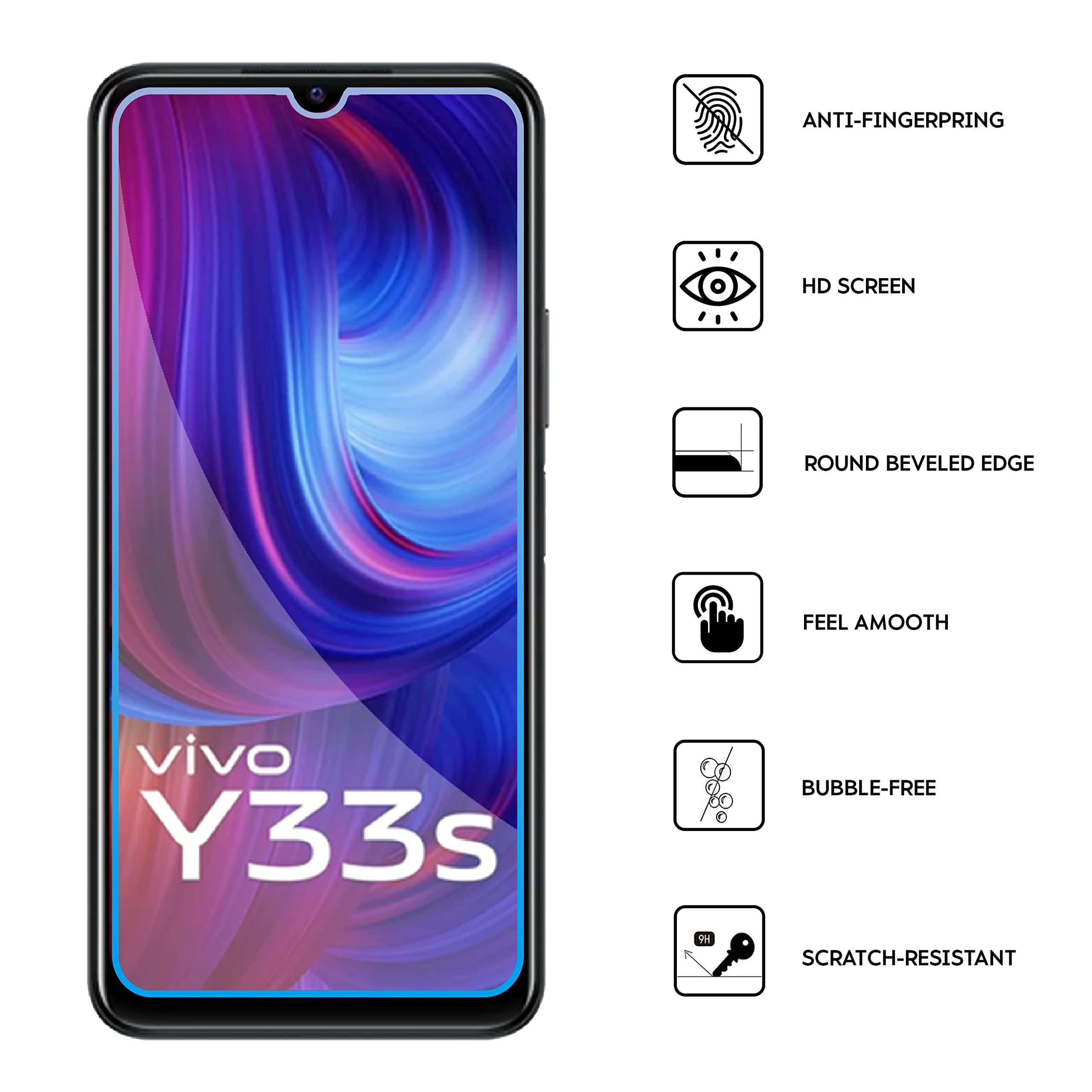 N NEWTOP Pellicola Compatibile con Wiko View 5 plus, GLASS FILM 0.3mm 9H Vetro Temperato Proteggi Schermo Display Anti Urto Protezione (2 Pezzi