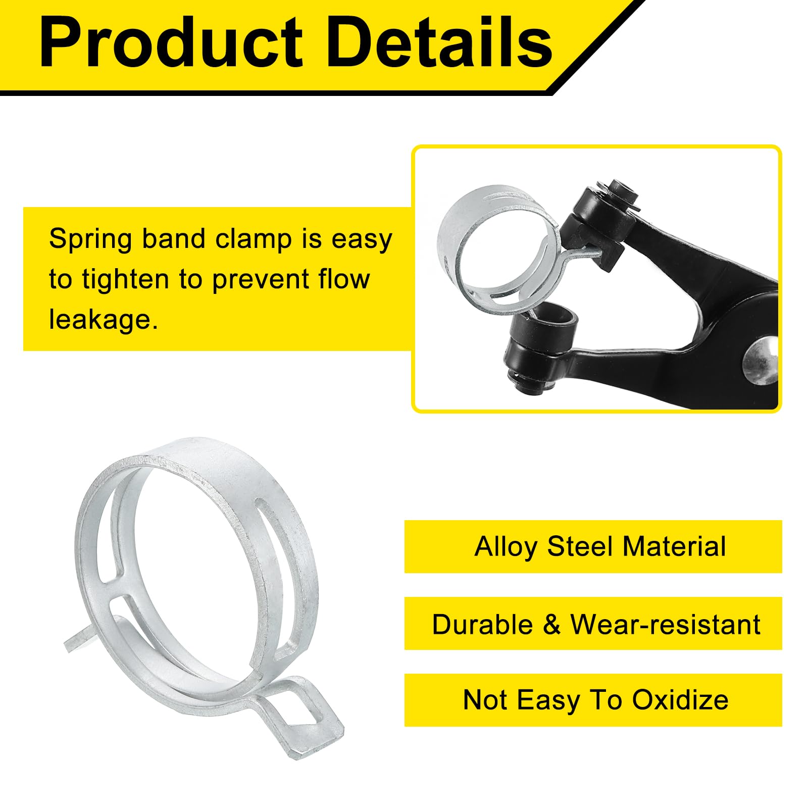 Sourcingmap 5Pcs Spring Band Type Action Fuel/Silicone Vacuum Hose Pipe Clamp - Image 3