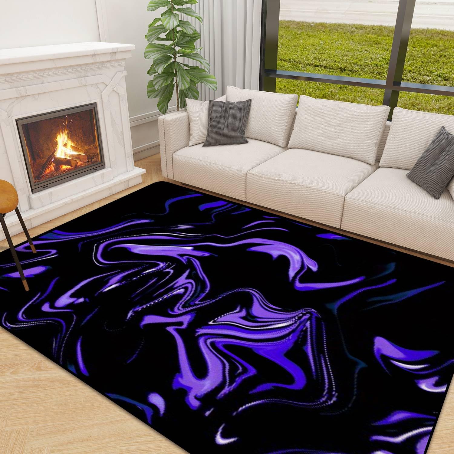 Amazon.com: FUIENCFKE Marble Blue Ultra Violet Black Abstract Neon
