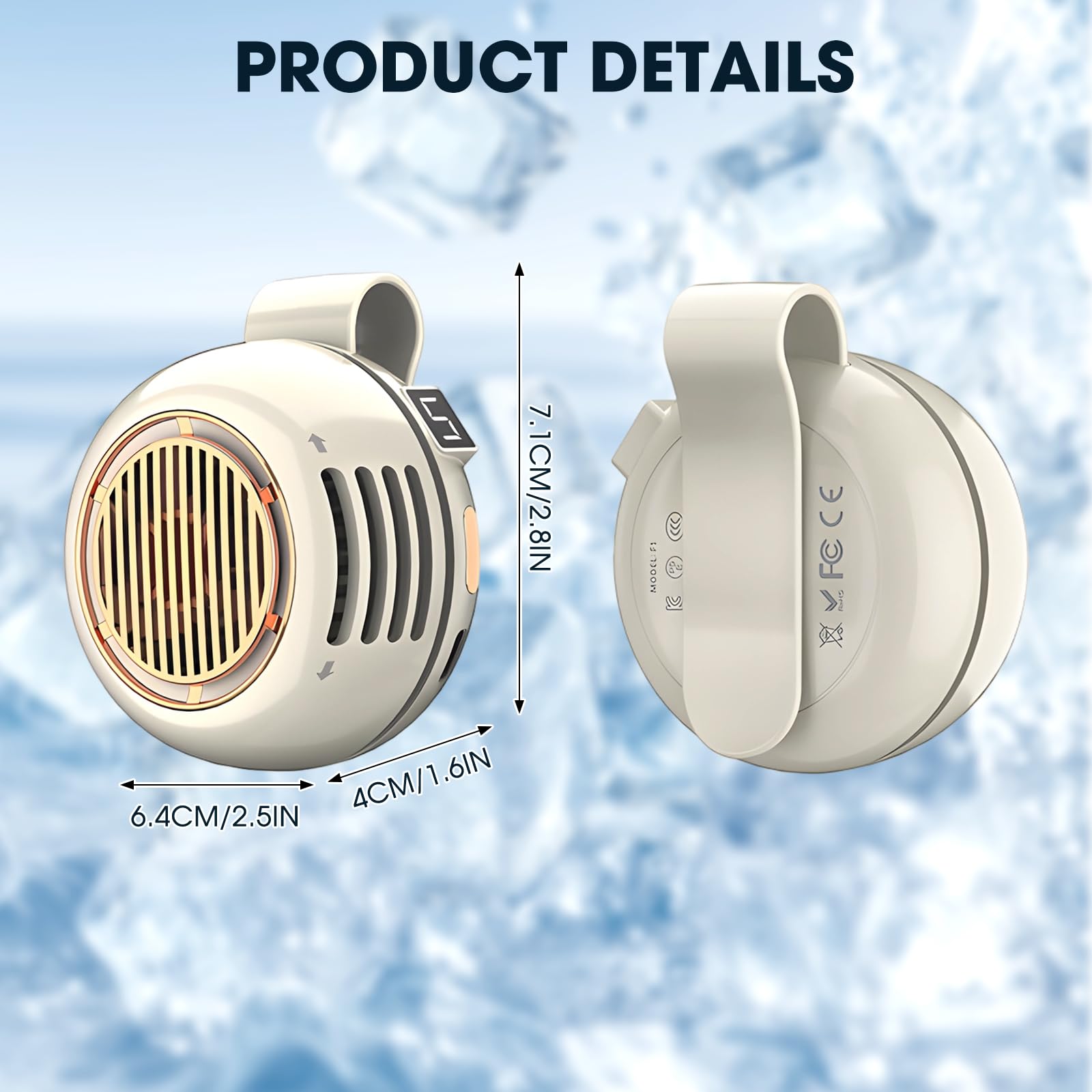 Mini ventilatore portatile silenzioso senza pale, con clip, ricaricabile tramite USB, girevole a 360°, 2026, regolabile, 3 velocità, sospeso, ventole di raffreddamento per esterni, viaggi e