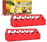 2-Pack Spill-Proof Chick Feeders with Flip-Top - No-Waste Plastic Trough for Baby Chickens, Ducklings & Quails