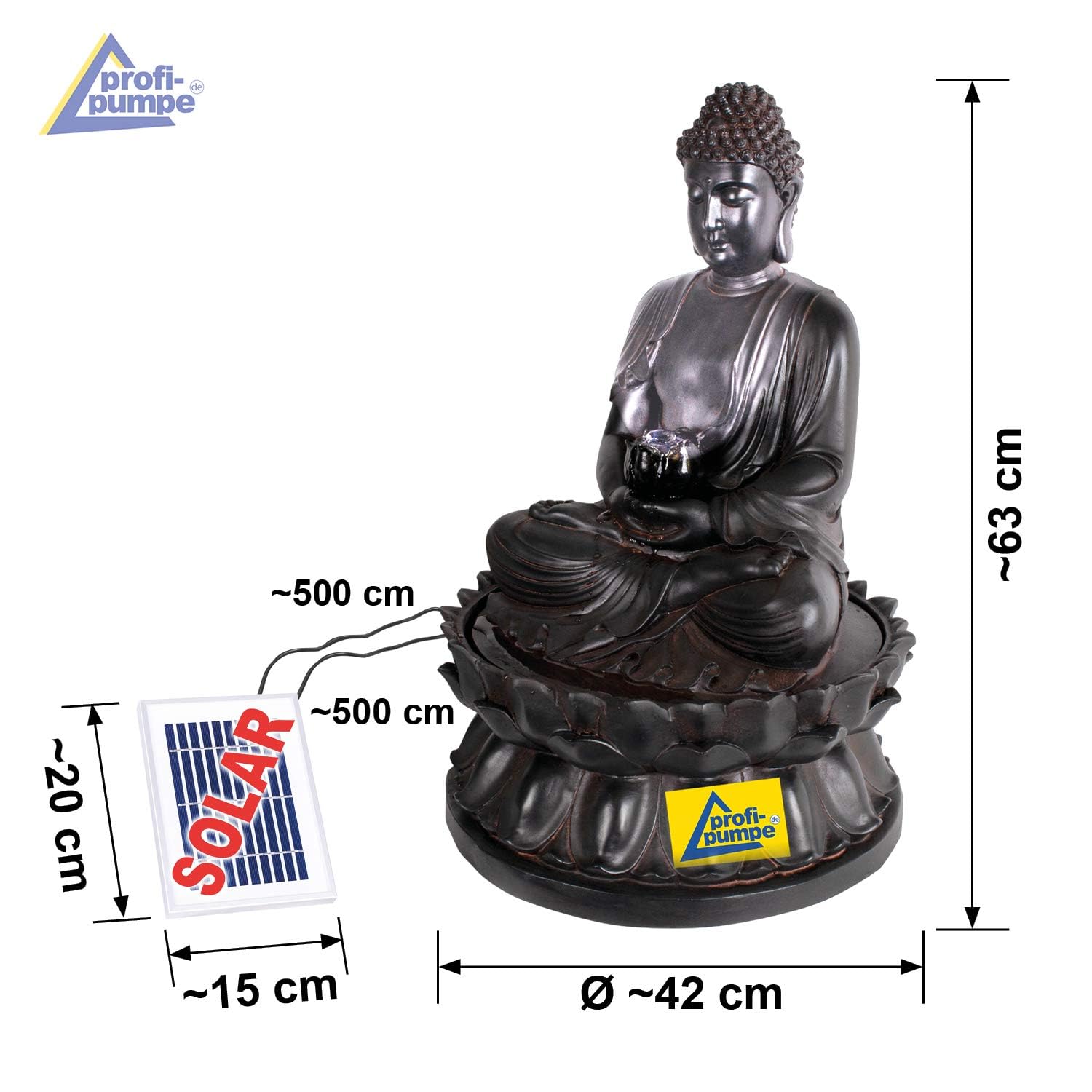 Gartenbrunnen Brunnen Zierbrunnen Zimmerbrunnen Springbrunnen Brunnen Wasserfall Wasserspiel für Garten, Gartenteich (Solar - Brunnen Buddha-Eternity mit LED-Licht)