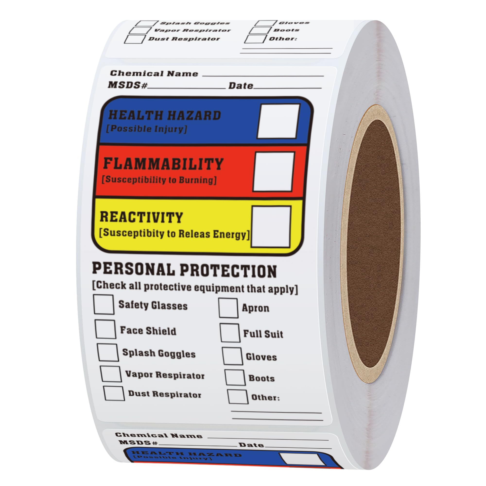 Aleplay 1.5×2.5 Inch SDS MSDS Safety Stickers for Chemical Identifying and Marking,Durable, HMIS & Hazard Compliant- 300 Stickers Per Roll