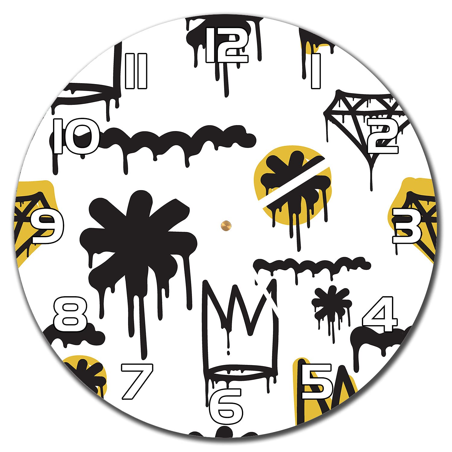 Horloge en verre silencieuse lisible aiguilles blanches contre les murs ternes