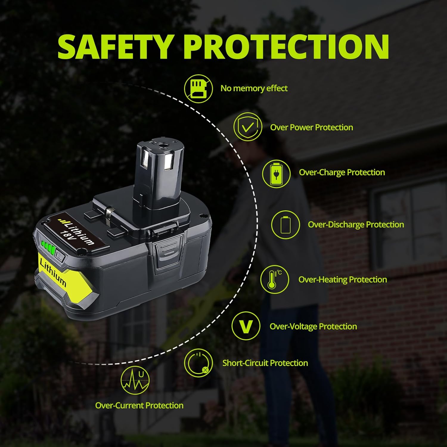 2Packs 7.0Ah P108 Battery Replacement for P108 Battery With P117 Charger Dual USB Replacement for Ryobi 18v Lithium Battery Compatible with Ryobi 18V P103 P104 P105 P107 P108 P109 Cordless Power Tools