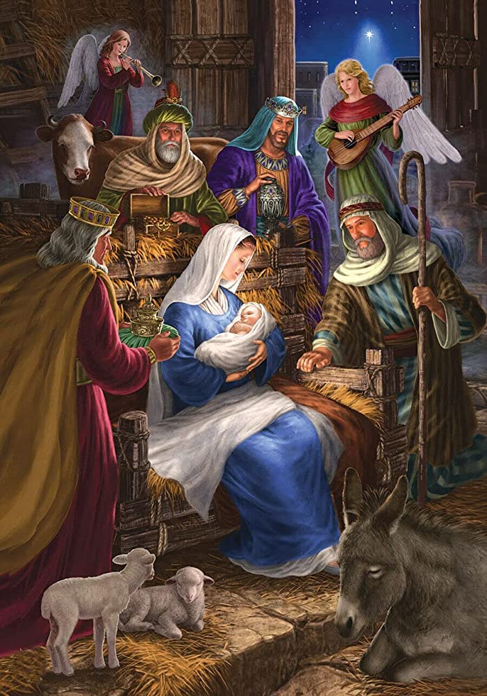 Jigsaw Puzzles Holy Family Christmas Nativity Religiou Wooden Puzzles for Adults 500 Piece Kids Puzzles Toys Gift Family 20.4'' x 14.9''