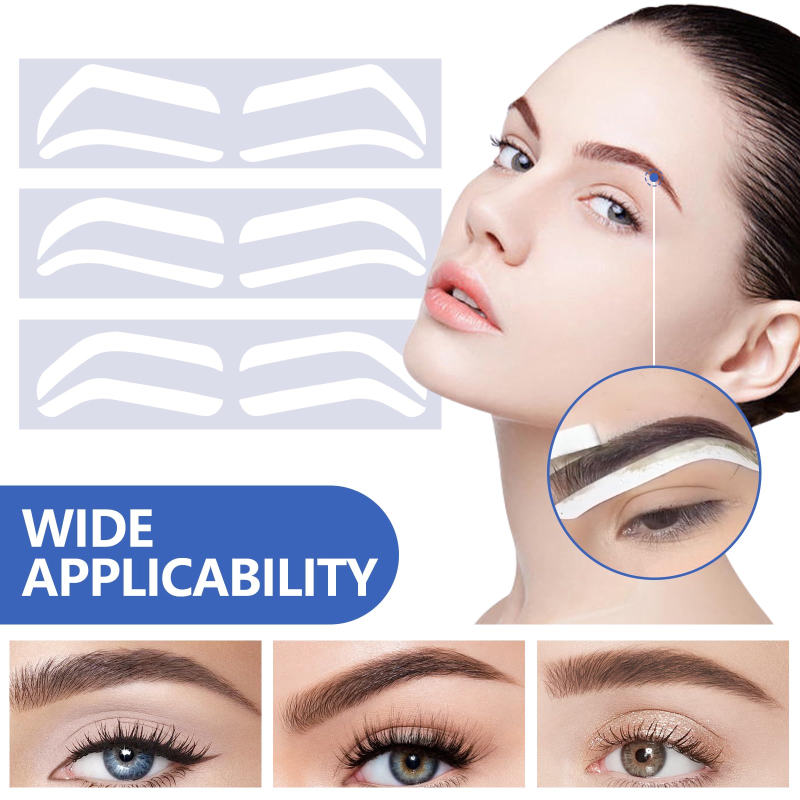 12 pares de pegatinas para dar forma a las cejas, plantillas adhesivas, cinta de forma desechable, sello de microblading para aerógrafo, guía de mapeo de cejas, plantillas semipermanentes de
