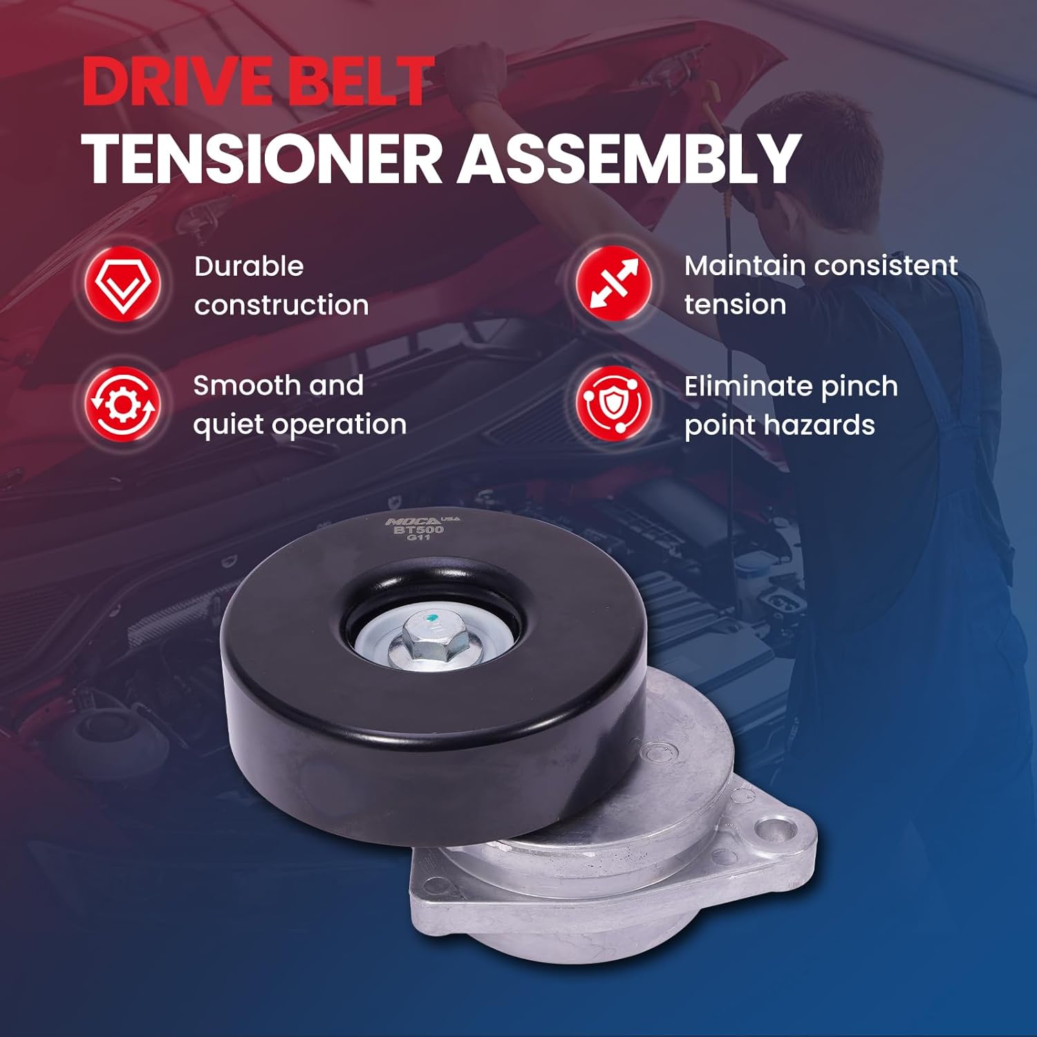 MOCA 38161 Belt Tensioner Fit for Ford 1996-2001 Explorer, for Mercury 1997-2001 Mountaineer 5.0L