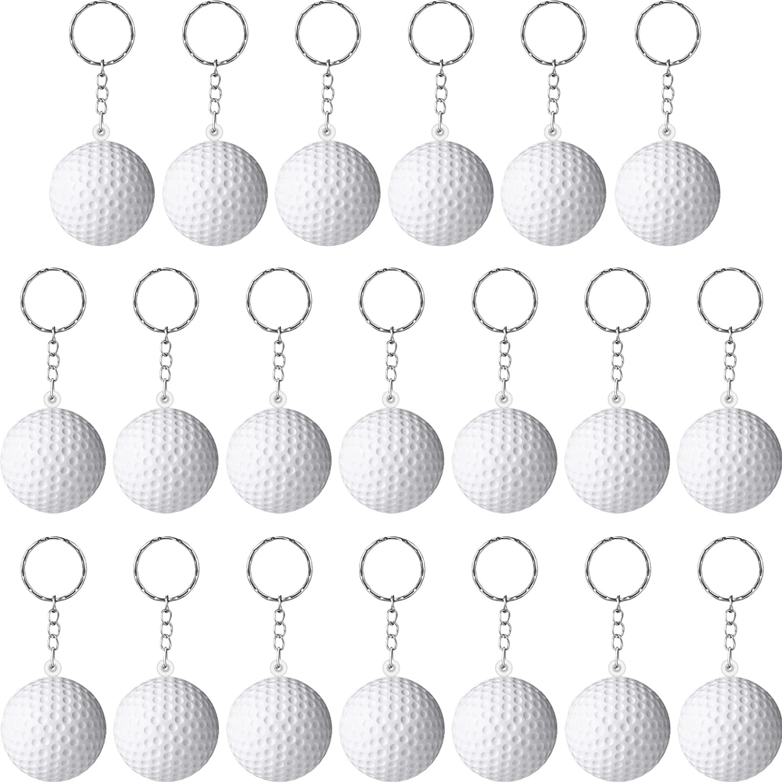 Blulu 20 Pack White Golf Ball Keychains for Party Favors