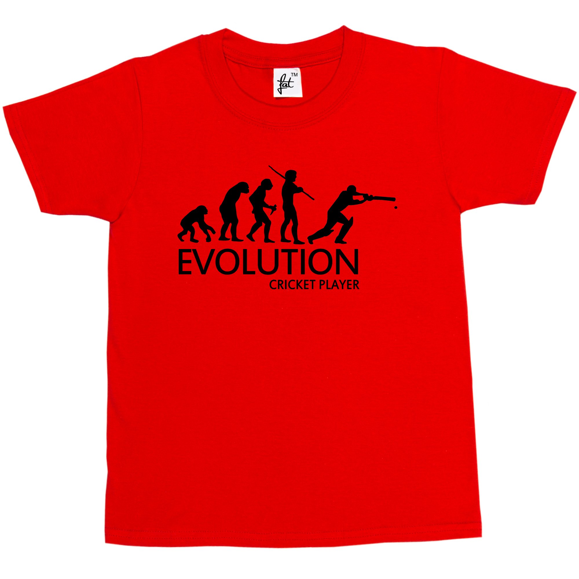 Fancy A Snuggle Boys Red Evolution Of A Cricket Player Kids Girl Cotton Short Sleeve T-Shirt - Size 9-11 Years