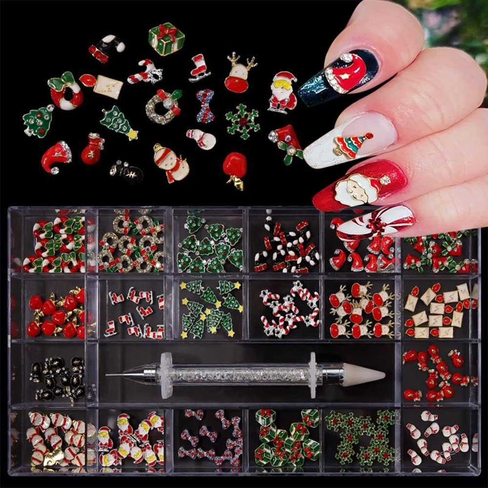 Boxed Halloween& Christmas Alloy Nail Charms Kit Bat/Ghost Santa 3D Idea Design Nail Jewelry Metal Manicure Art Decor Acessories