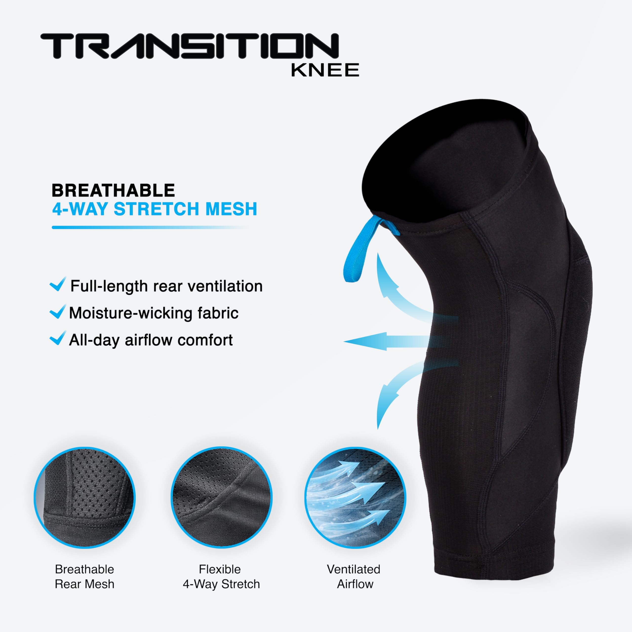7iDP Transition Ginocchiere Leggere Protettive MTB Enduro Trail Nero Blu
